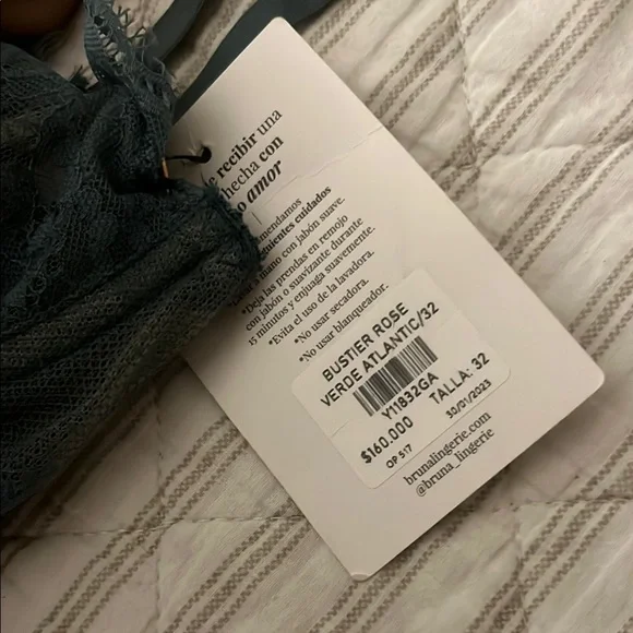 Lace Bralette in Teal - Picture 2 of 7